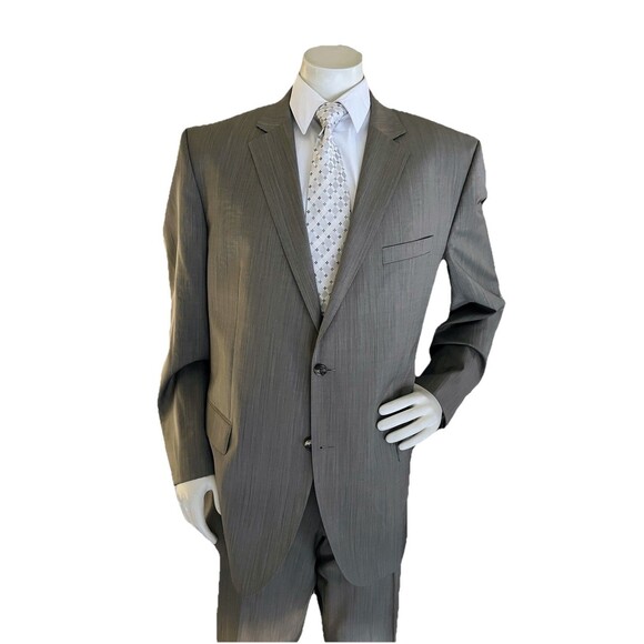 Hugo Boss The Jam76/Sharp1 Men Suit Textured Stripe Wool 48R 38-40x29 USA Made - Picture 3 of 14